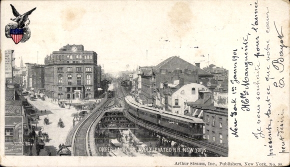 Postcard New York City USA, general view, railway