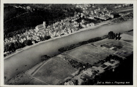 Postcard Zell am Main Unterfranken, aerial photograph