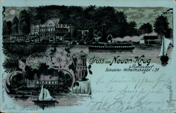 Moonlight litho Berlin Köpenick Rahnsdorf, Neuer Krug, restaurant