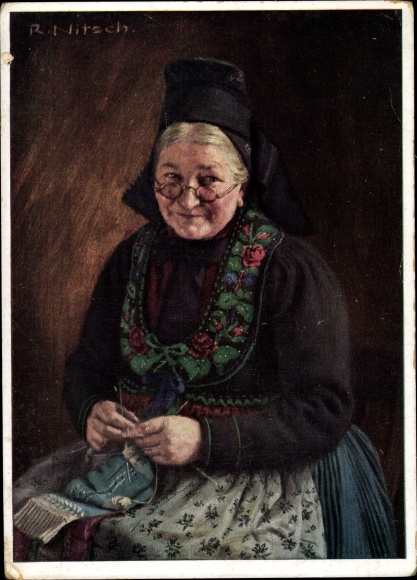 Artist Postcard Nitsch, R., woman from Schlitz, Upper Hesse, German Empire, folk costumes