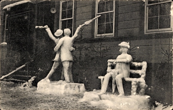Postcard Clausthal Zellerfeld in the Upper Harz, snow structures at the XII. Winter Festival of the Upper Harz Ski Club
