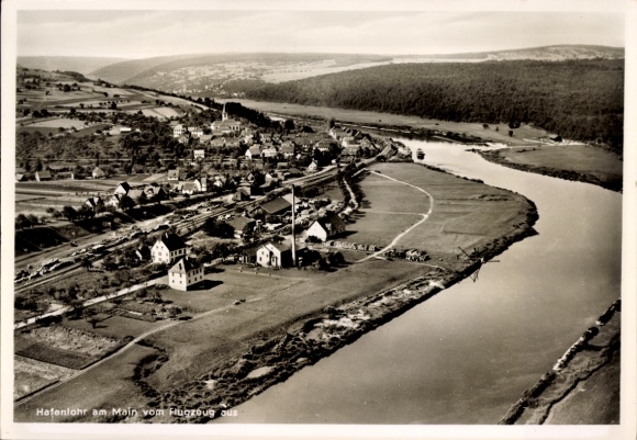 Postcard Hafenlohr am Main Lower Franconia, aerial photograph