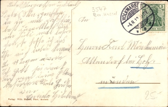 Postcard Volkmarsen in Hesse, Panorama, Kugelsburg, beer brewery and business W. Ritter