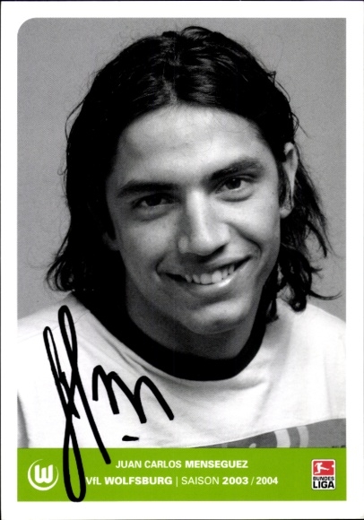 Autogrammkarte Fußballer Juan Carlos Menseguez, VfL Wolfsburg, Autogramm