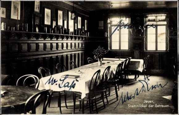 Postcard Jever in Oldenburg Friesland, the faithful's favorite pub
