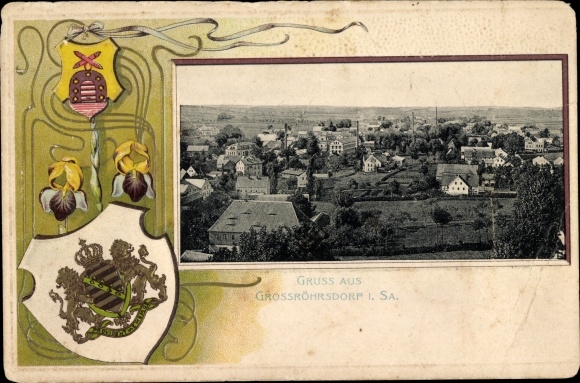 Embossed coat of arms Passepartout PC Großröhrsdorf in Sachsen, general view