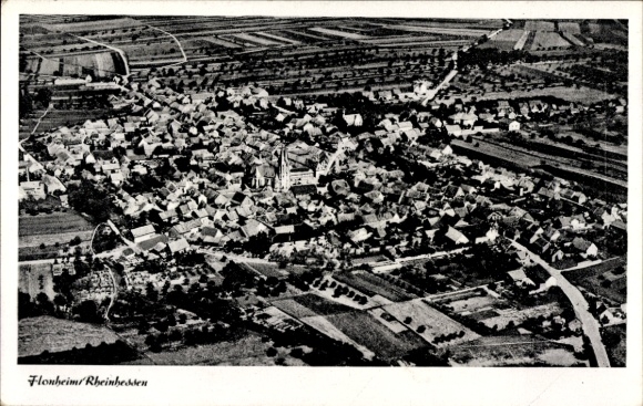 Postcard Flonheim in Rheinhessen, aerial photograph
