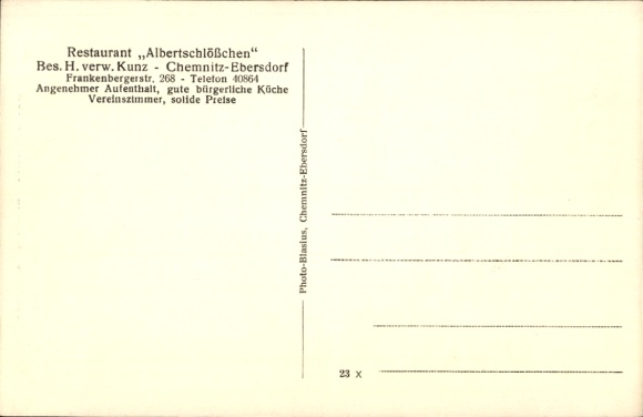 Postcard Ebersdorf Chemnitz in Saxony, Restaurant Albertschlösschen, Frankenbergerstraße 268, Billiards