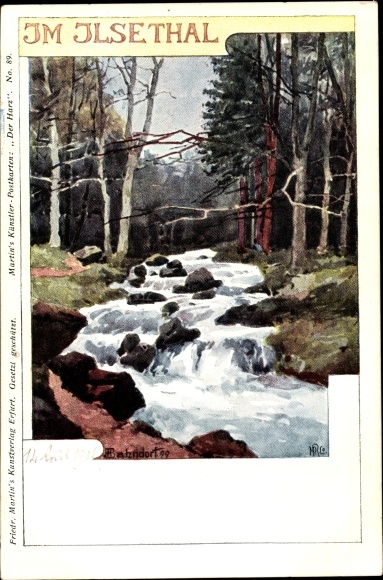 Kunstenaarskaart Bahndorf, Heribert, Ilsenberg, stroomversnellingen in het Ilsethal