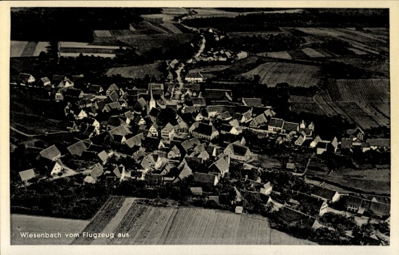 Postcard Wiesenbach Breidenbach in Hesse, Boxbach, aerial view of many roofs, rural surroundings