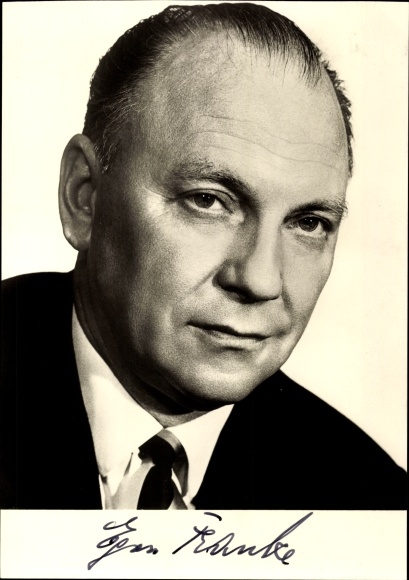 PC Egon Franke, Federal Minister for internal German relations, SPD, portrait, autograph