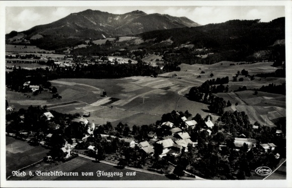 Postcard Ried Kochel am See Upper Bavaria, aerial photograph