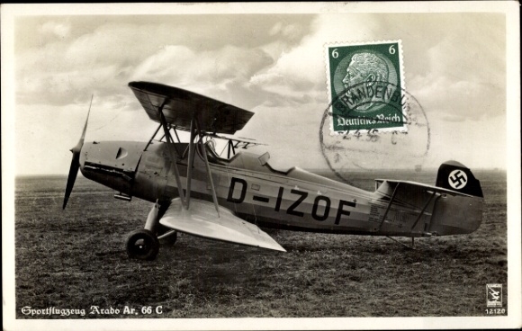 Postcard sports aircraft Arado Ar 66 C, D-IZOF