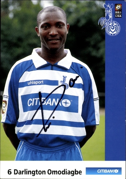 Autogrammkarte Fußballer Darlington Omodiagbe, MSV Duisburg, Autogramm
