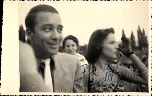 Foto Schauspielerin Jeannette Schultze mit Albert Hehn, Autogramm