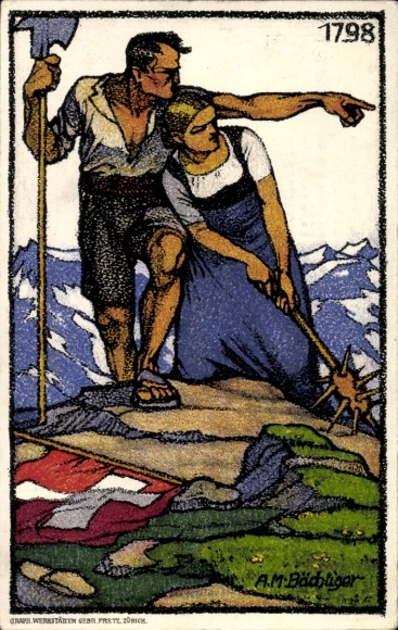 Postwaardestukkunstenaar Ak Bächliger, AM, Zwitserse Federale Viering, 1913, 1798, Tegen tuberculose