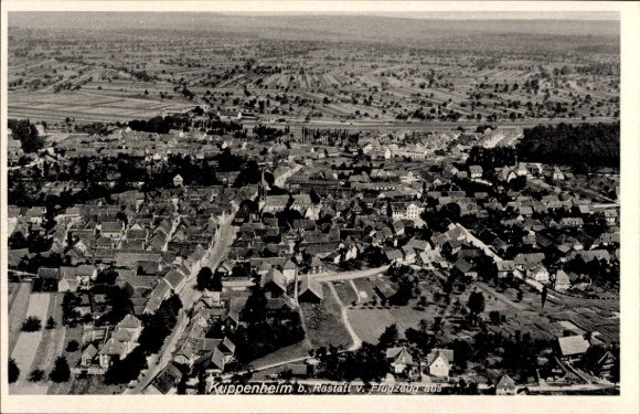 Ak Kuppenheim im Murgtal Schwarzwald, Luftbild von Kuppenheim, Stadtansicht, Landschaft, Flugzeug