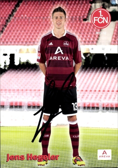 Autograph card footballer Jens Hegeler, 1. FC Nuremberg, autograph