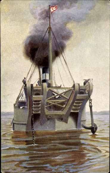 Artist Postcard Rave, Chr., Marine Gallery 201, Lower Elbe Salvage Vessel, Nordic Salvage Association
