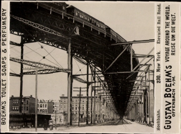 Photo New York City USA, Elevated Rail Road, advertising Boehm's Toilet Soap