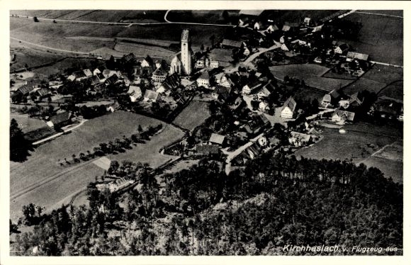 Ak Kirchhaslach in Schwaben, Fliegeraufnahme