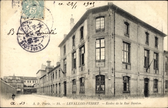Postcard Levallois Perret Hauts de Seine, Schools of Rue Danton