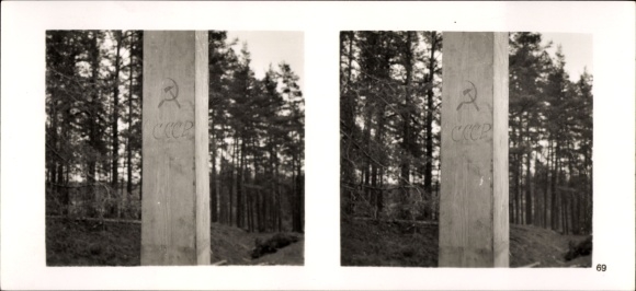 Stereo spatial image photo &quot;The soldiers of the leader in the field&quot; No: 69, Russian border post