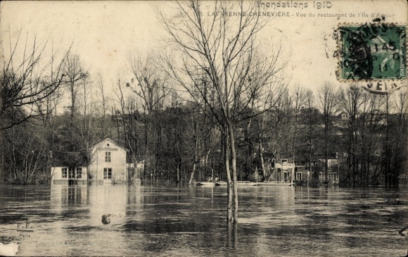 CPA La Varenne Chennevières Saint-Maur-des-Fossés Val de Marne, Restaurant, Inondation 1910