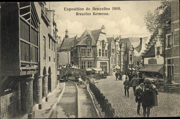 Set von 83 Ansichtskarten, Brüssel Weltausstellung 1910