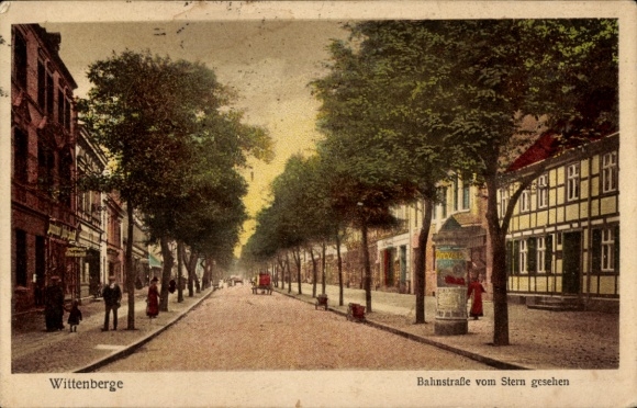 Postcard Wittenberge on the Elbe Prignitz, Bahnstraße, advertising column