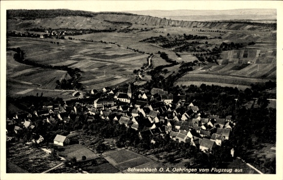 Postcard Schwabbach Öhringen in Hohenlohekreis, aerial photograph
