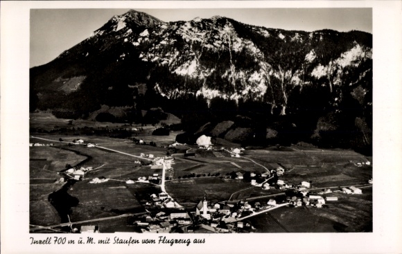 Postcard Inzell in Upper Bavaria, Inzell from the air, Staufen Berg, 700 m above sea level, photography
