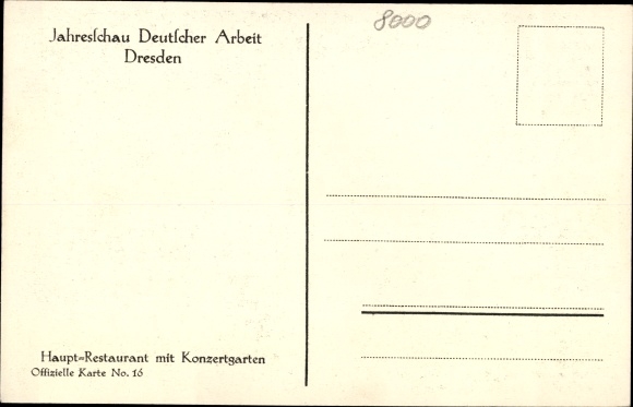 Postcard Dresden Saxony, annual show of German work, restaurant with concert garden