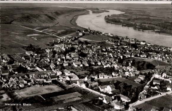 Postcard Nierstein am Rhein; aerial photograph
