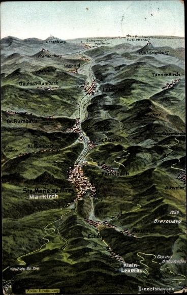 Maps artist PC Felle, Eugen, Sainte Marie aux Mines Markirch Alsace Haut Rhin, Lebertal