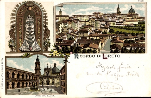 Litho Loreto Marche, Ricordo di Loreto, Chiesa della S. Caso, Madonna, Gnadenbild