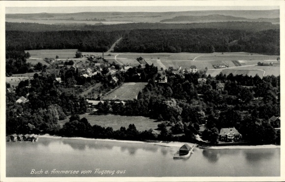 Postcard Buch am Ammersee Inning Upper Bavaria, aerial photograph