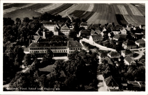 Postcard Wallerstein in Swabia, Princely Castle, aerial view, photo