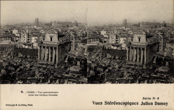 Stereo Ak Roma Rom Lazio, Stadtpanorama von den Farnesischen Gärten gesehen