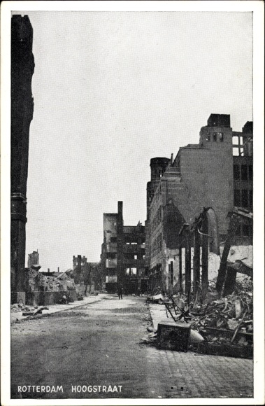 PC Rotterdam South Holland Netherlands, Hoogstraat, destroyed houses