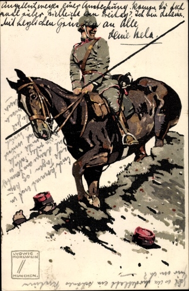 Artist Chromo-Litho Hohlwein, Ludwig, German cavalryman, French