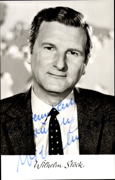Postcard journalist Wilhelm Stöck, portrait, autograph, tie
