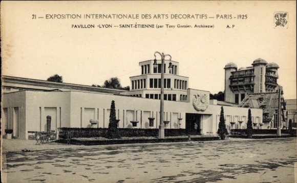 Postcard Paris, International Exhibition of Decorative Arts 1925, Pavillon Lyon, Saint Etienne