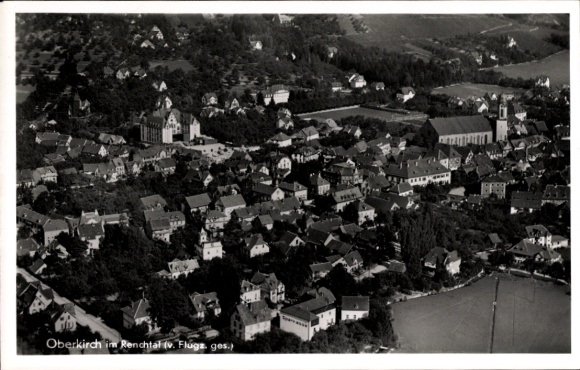 Postcard Oberkirch im Renchtal Baden, aerial photograph