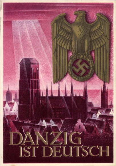 Artysta papeterii pocztowej KP Klein, Gottfried, Danzig is German, WHW
