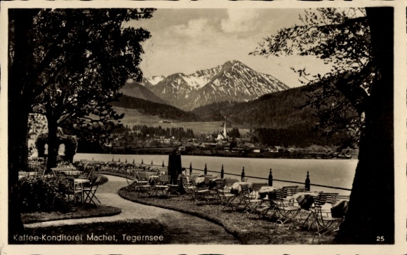 Postcard Tegernsee in the district of Miesbach, Upper Bavaria, Strandcafé Machet