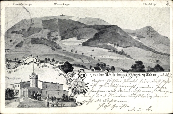 Artist Postcard Gersfeld in the Rhön Hessen, Wasserkuppe, Restaurant Carl Sorg, Panorama