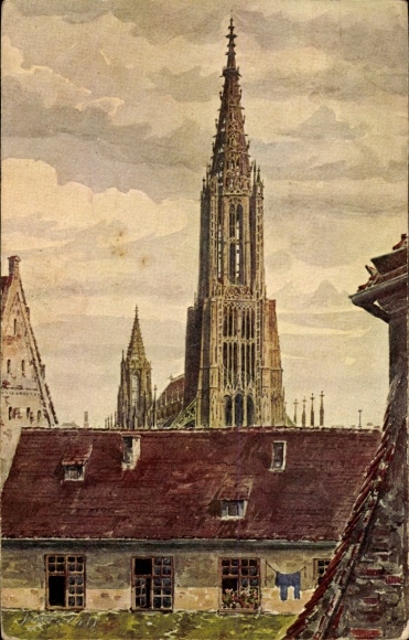 Artist Postcard Marschall, J., Ulm on the Danube, Münster