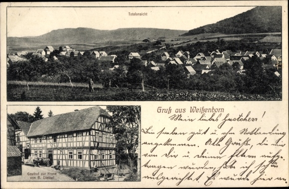 Ak Weißenborn in Hessen, Gasthaus zur Krone, totaaloverzicht