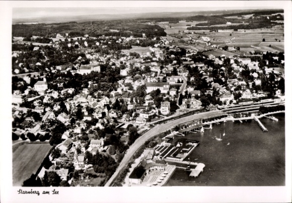 Postcard Starnberg on Lake Starnberg, Upper Bavaria, aerial photograph